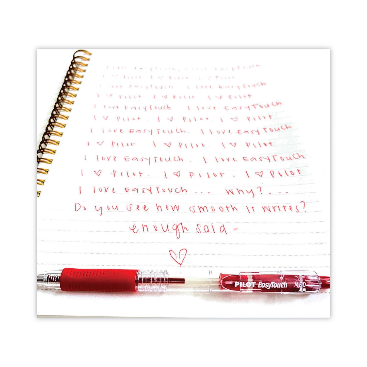 Pilot EasyTouch Ballpoint Pen, Retractable, Fine 0.7 mm, Red Ink, Clear Barrel, Dozen