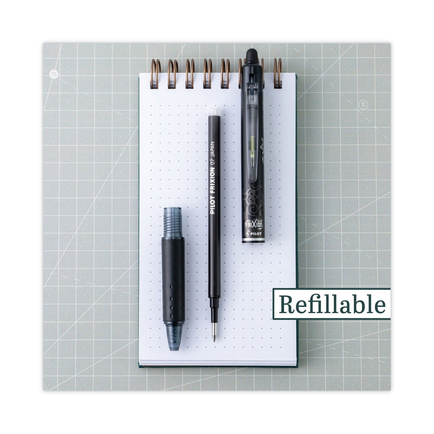 Pilot FriXion Clicker Erasable Gel Pen, Retractable, Fine 0.7 mm, Assorted Ink and Barrel Colors, 8/Pack