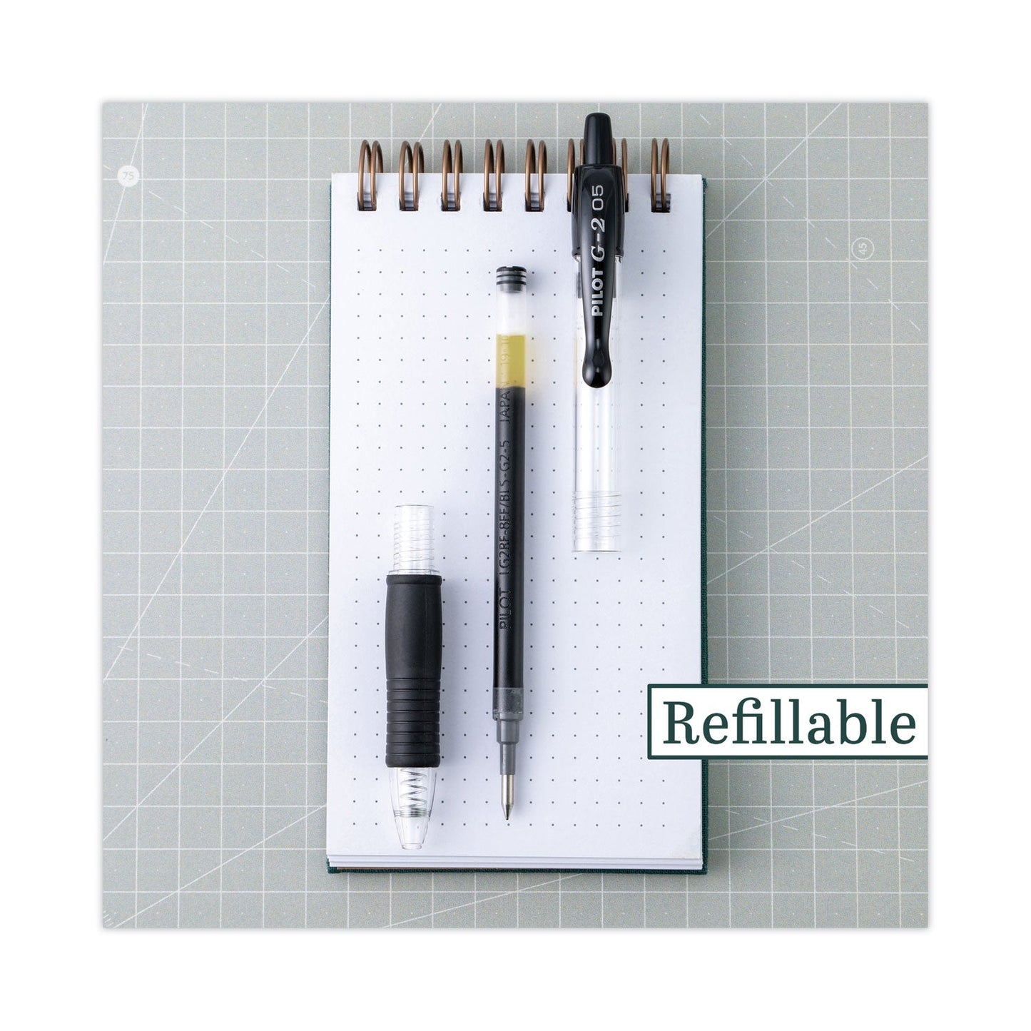 Pilot Refill for Pilot B2P, Dr Grip, G2, G6, MR Metropolitan, Precise BeGreen and Q7 Gel Pens, Extra-Fine Tip, Black Ink, 2/Pack