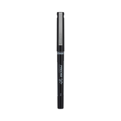 Pilot Precise V7 Roller Ball Pen, Stick, Fine 0.7 mm, Black Ink, Black Barrel, Dozen