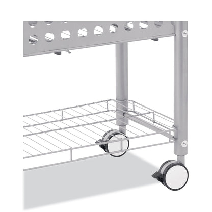 Vertiflex File Cart with Open Top, Metal, 1 Shelf, 2 Bins, 28.25" x 13.75" x 27.38", Matte Gray