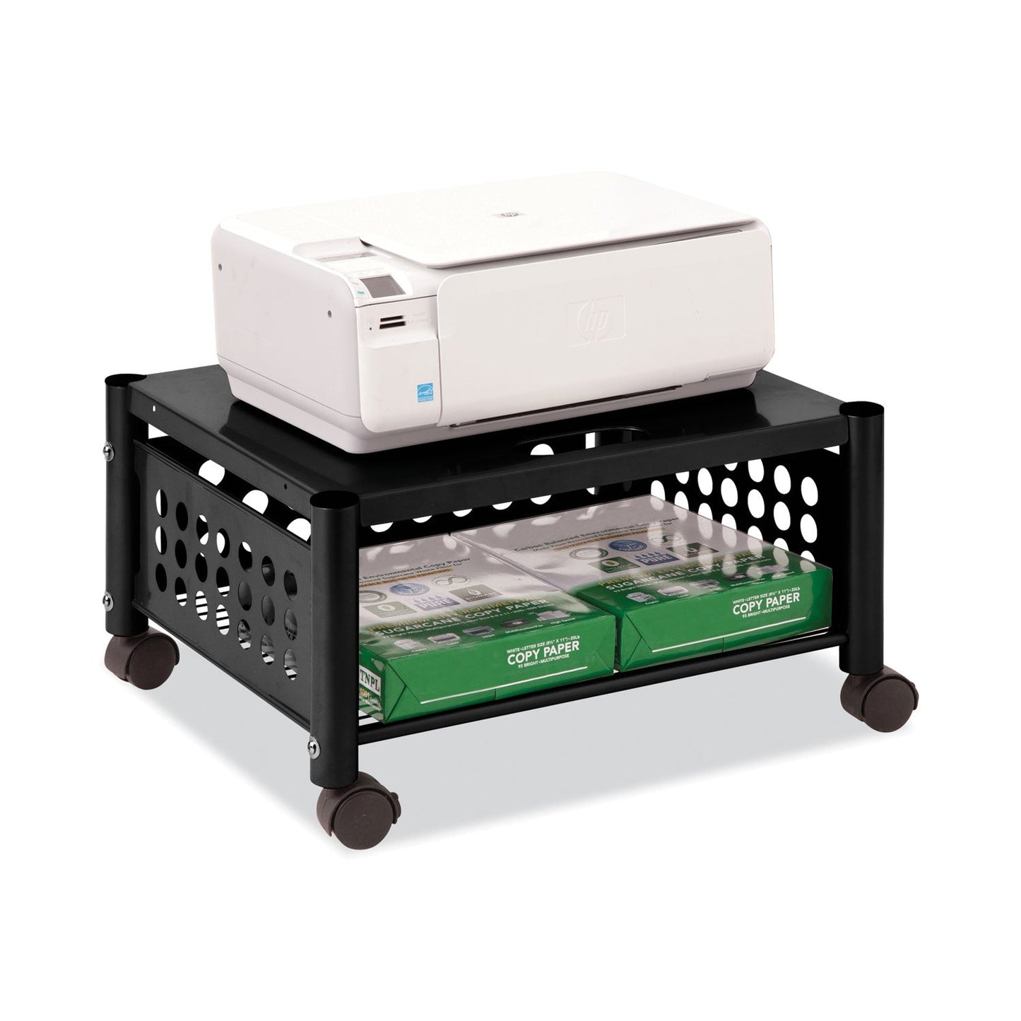 Vertiflex Underdesk Machine Stand, Metal, 2 Shelves, 90 lb Capacity, 21.5" x 17.88" x 11.5", Black