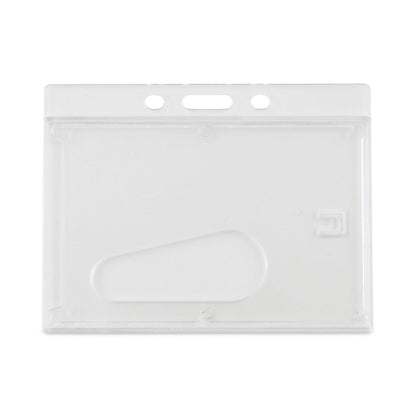 Advantus Frosted One-Card Rigid Badge Holders, Horizontal, Frosted 3.68" x 2.75" Holder, 3.38" x 2.13" Insert, 25/Box