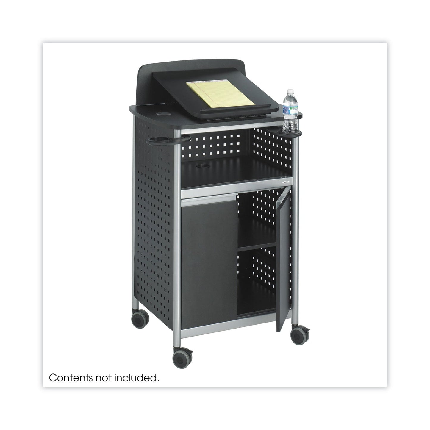 Safco Scoot Multipurpose Mobile Lectern, 28.75 x 22 x 49.75, Black/Silver