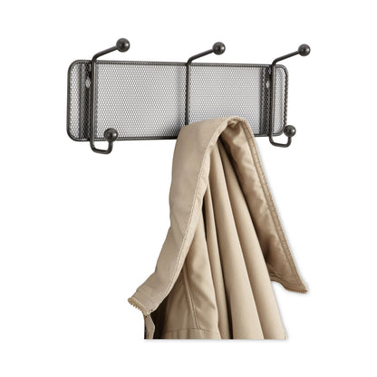 Safco Onyx Mesh Wall Racks, 3 Hook, 14.75w x 3d x 5.5h, Black