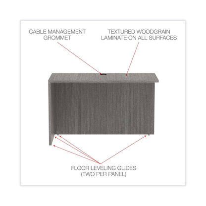 Alera Valencia Series Reversible Return/Bridge Shell, 47.25w x 23.63d x 29.5h, Gray