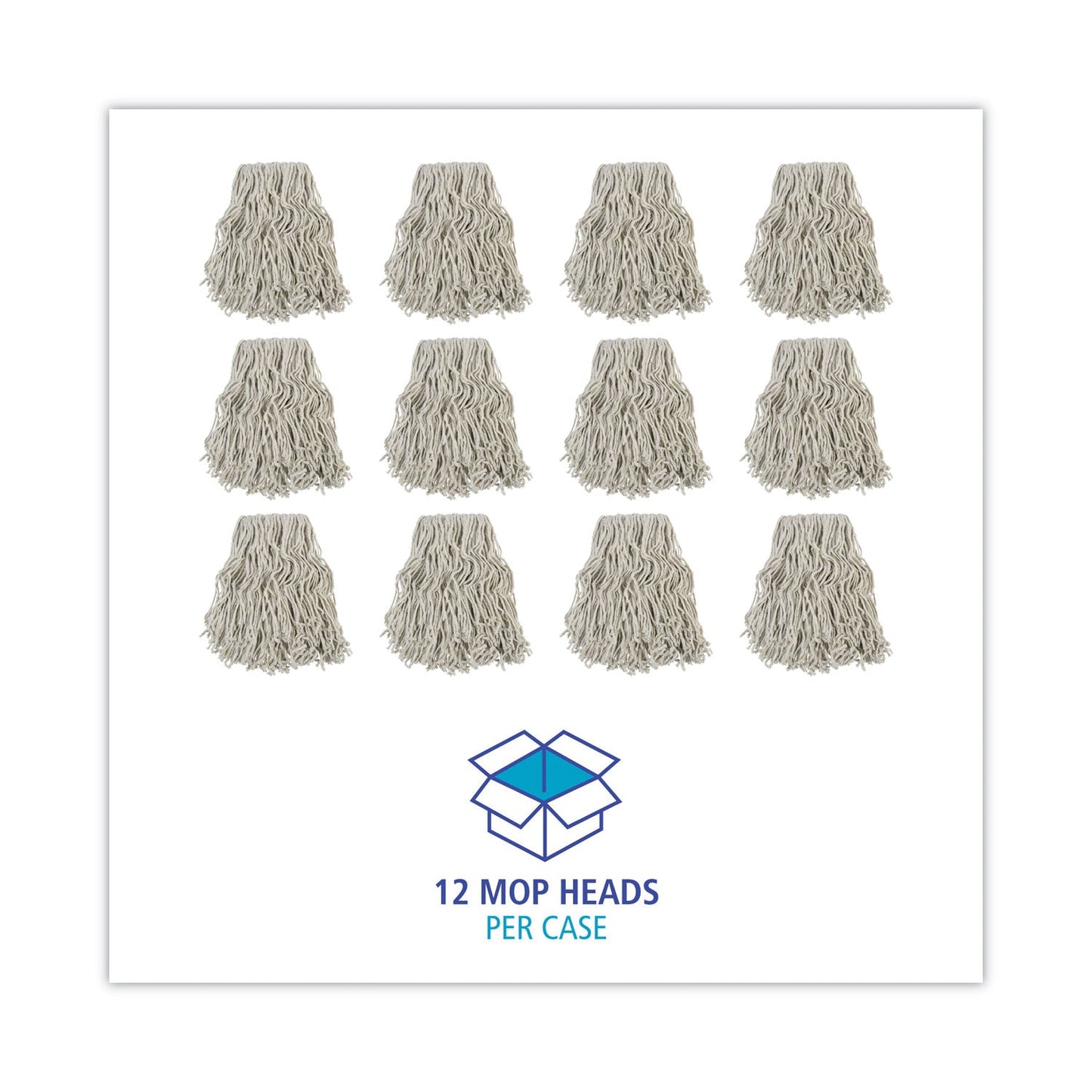Boardwalk Banded Cotton Mop Head, #24, White, 12/Carton