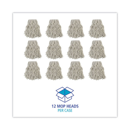 Boardwalk Banded Cotton Mop Head, #24, White, 12/Carton
