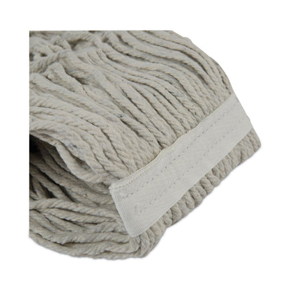 Boardwalk Banded Cotton Mop Head, #24, White, 12/Carton