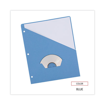 Universal Slash-Cut Pockets for Three-Ring Binders, Jacket, Letter, 11 Pt., Blue, 10/Pack