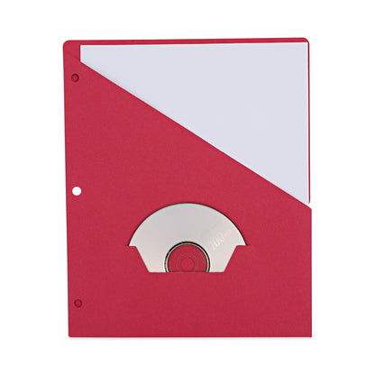 Universal Slash-Cut Pockets for Three-Ring Binders, Jacket, Letter, 11 Pt., 8.5 x 11, Red, 10/Pack