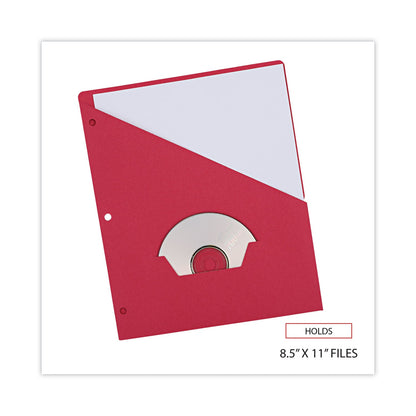 Universal Slash-Cut Pockets for Three-Ring Binders, Jacket, Letter, 11 Pt., 8.5 x 11, Red, 10/Pack