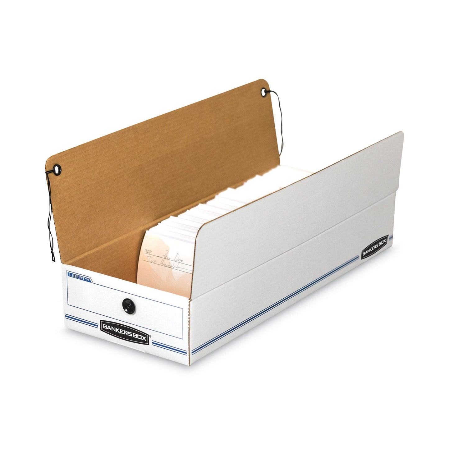 Bankers Box LIBERTY Check and Form Boxes, 9.25" x 15" x 4.25", White/Blue, 12/Carton