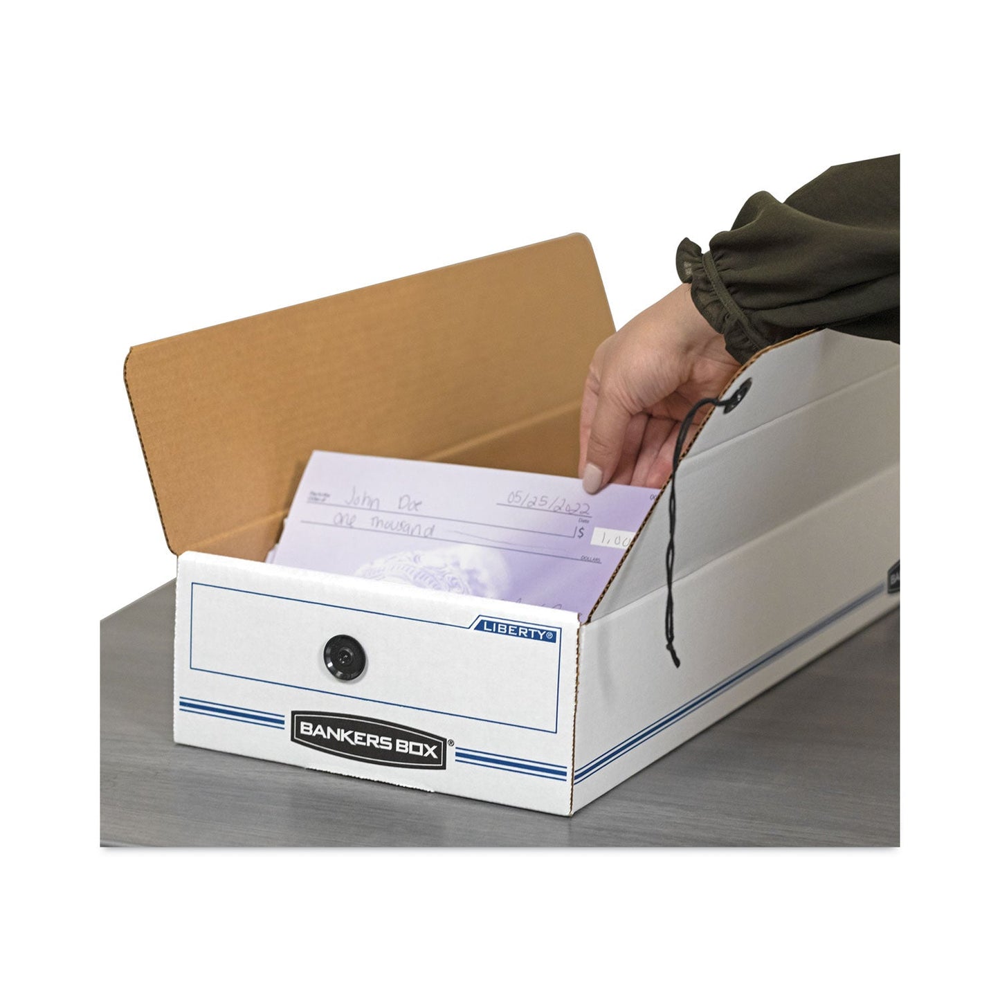 Bankers Box LIBERTY Check and Form Boxes, 9" x 24" x 6.38", White/Blue, 12/Carton