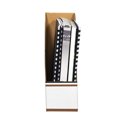 Bankers Box Corrugated Cardboard Magazine File, 4 x 11 x 12.25, Wood Grain, 12/Carton