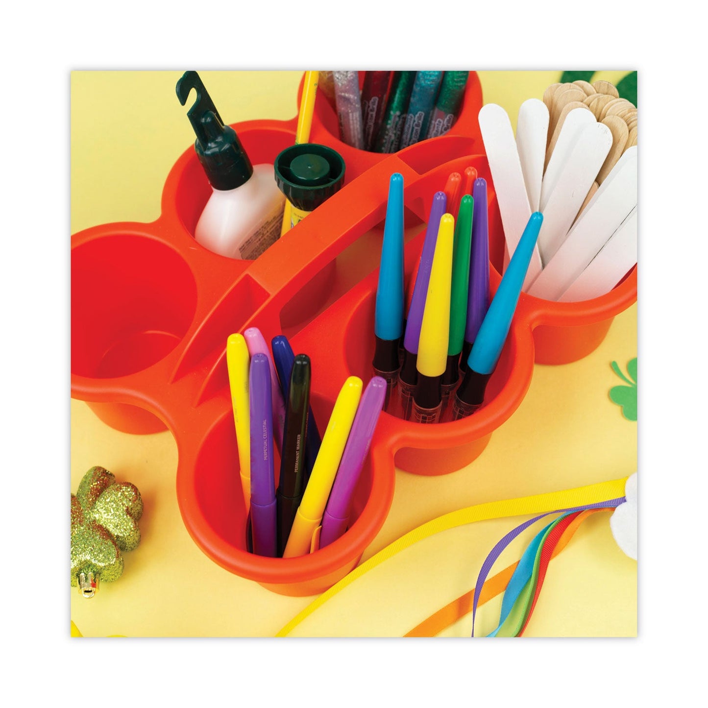 deflecto Little Artist Antimicrobial Six-Cup Caddy, Red