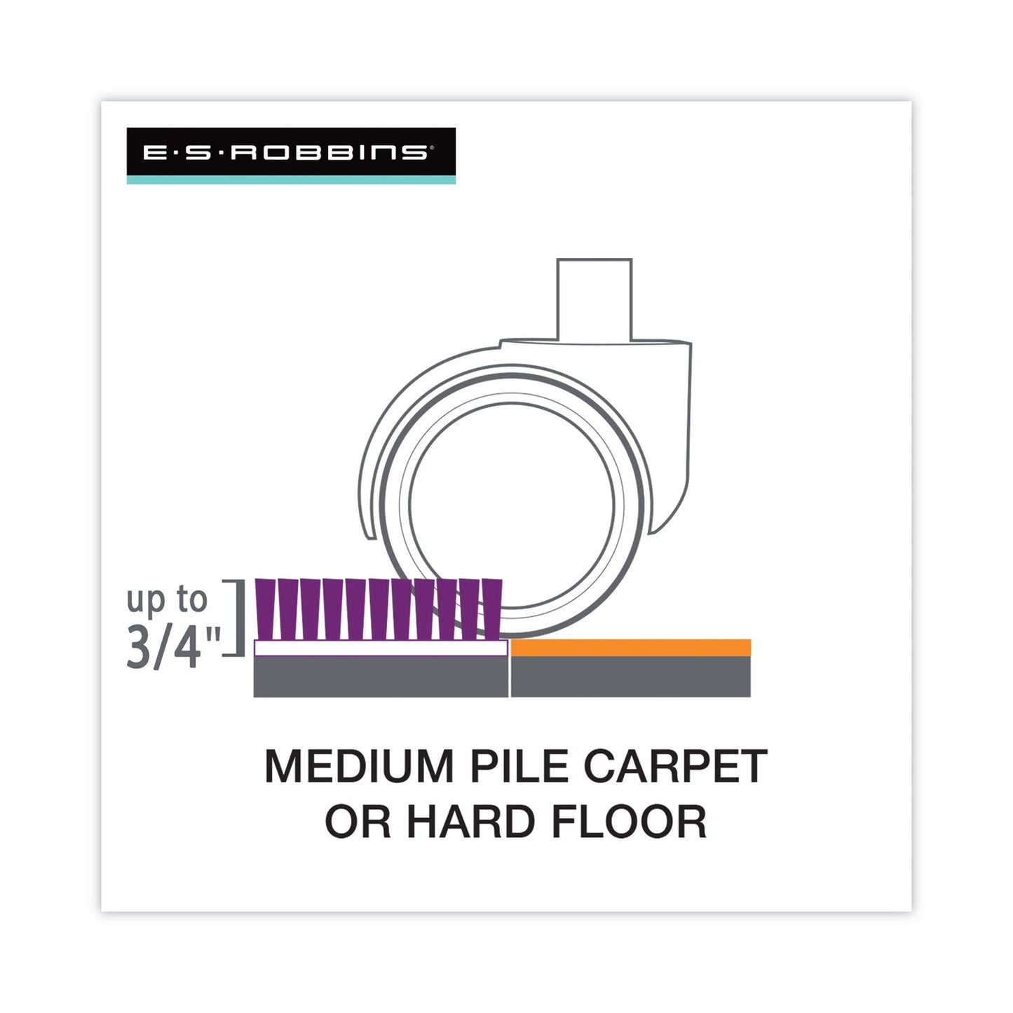 ES Robbins Floor+Mate, For Hard Floor to Medium Pile Carpet up to 0.75", 36 x 48, Black