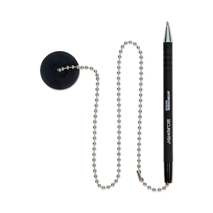 CONTROLTEK Antimicrobial Counter Chain Pen, Medium, 1 mm, Black Ink, Black