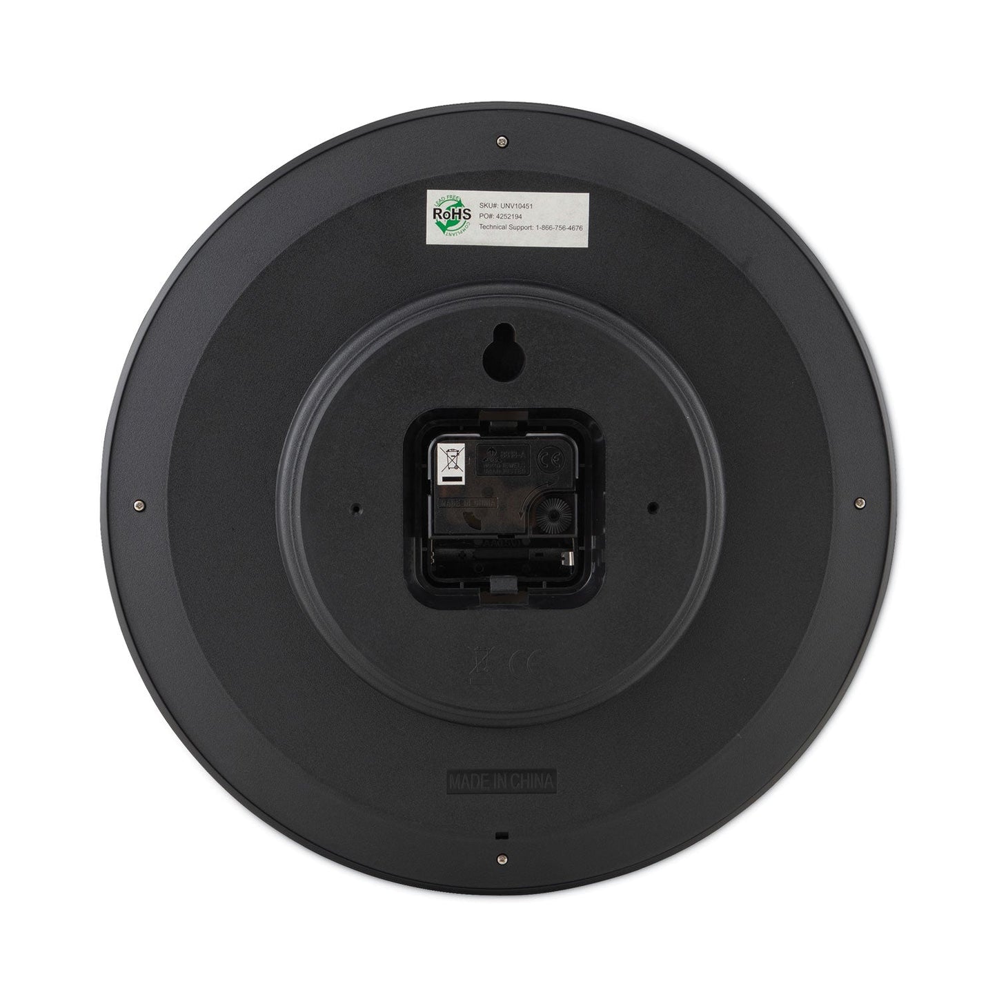 Universal Whisper Quiet Clock, 12" Overall Diameter, Black Case, 1 AA (sold separately)