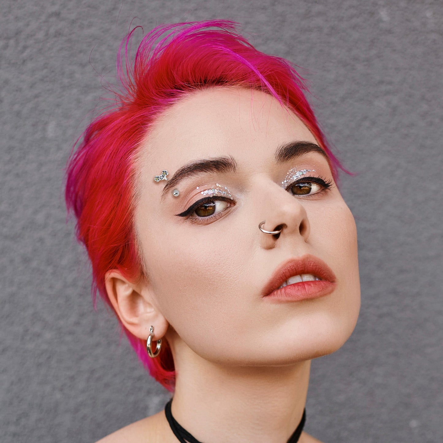 16G 5/16 Yellow CZ Gem Flower Honeycomb Curved Eyebrow Ring