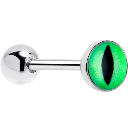 Kitty Green Eye UV Reactive Barbell Tongue Ring