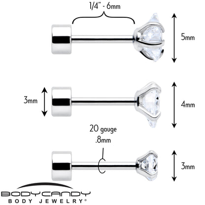 Clear Simplistic Heart Star CZ Flat Back Stud Earrings - 3 Pairs