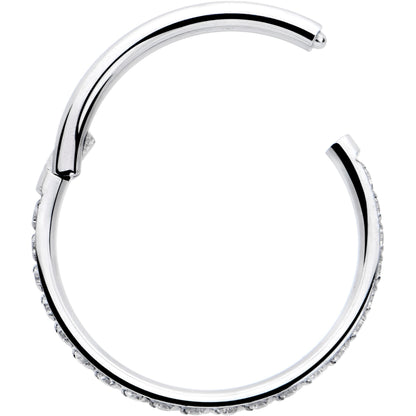 20G 5/16 Clear Cubic Zirconia Forward Facing Hinged Segment Ring