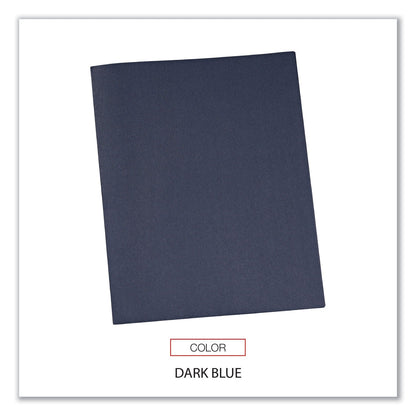 Universal Two-Pocket Portfolios with Tang Fasteners, 0.5" Capacity, 11 x 8.5, Dark Blue, 25/Box