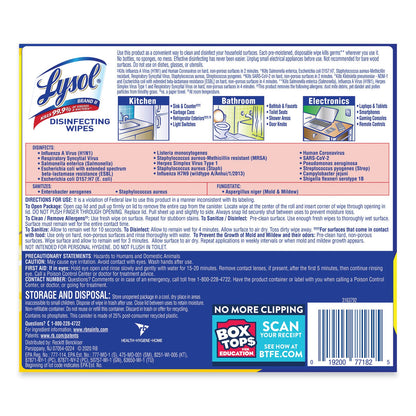 LYSOL Disinfecting Wipes, 7 x 7.25, Lemon and Lime Blossom, 80 Wipes/Canister