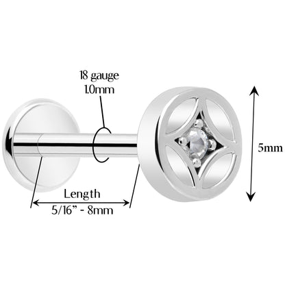 18G 5/16 CZ Gem Star Threadless Push In Labret Monroe Tragus