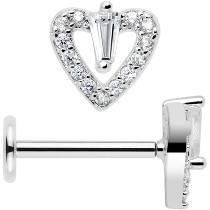 18G 5/16 CZ Gem Heart Threadless Push In Labret Monroe Tragus