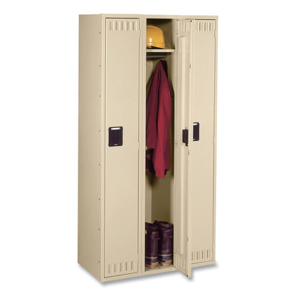 Tennsco Single-Tier Locker, Three Lockers with Hat Shelves and Coat Rods, 36" x 18" x 72", Sand