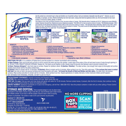 LYSOL Disinfecting Wipes, 7 x 7.25, Lemon and Lime Blossom, 80 Wipes/Canister, 6 Canisters/Carton