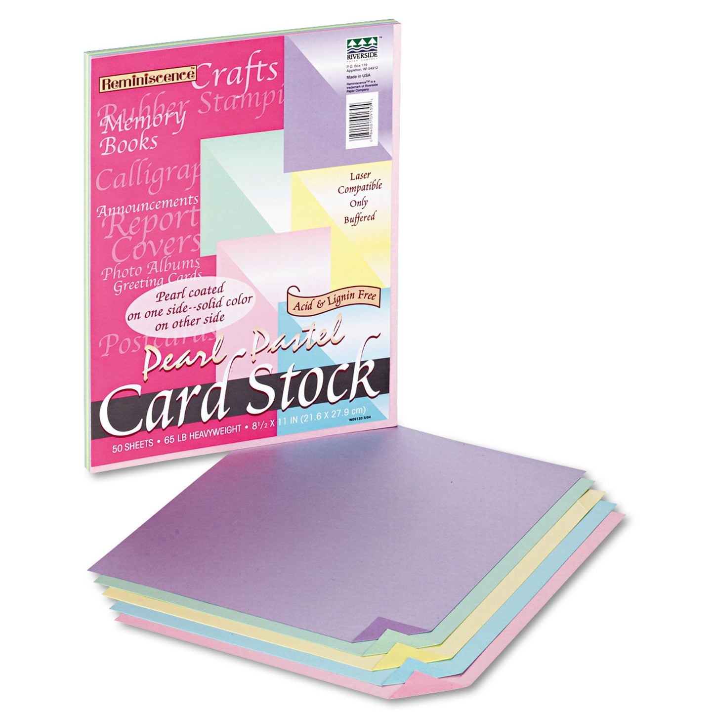 Pacon Reminiscence Card Stock, 65 lb Cover Weight, 8.5 x 11, Assorted Pastel Pearl Colors, 50/Pack