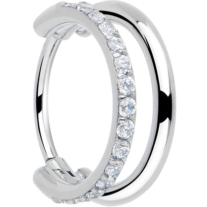 Single Row Micro Gem Implant Grade Titanium Hinged Double Hoop Nose Ring