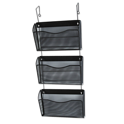 Rolodex Mesh Three-Pack Wall Files, 3 Sections, Letter Size, 14" x 6.63" x 33.5", Black, 3/Pack