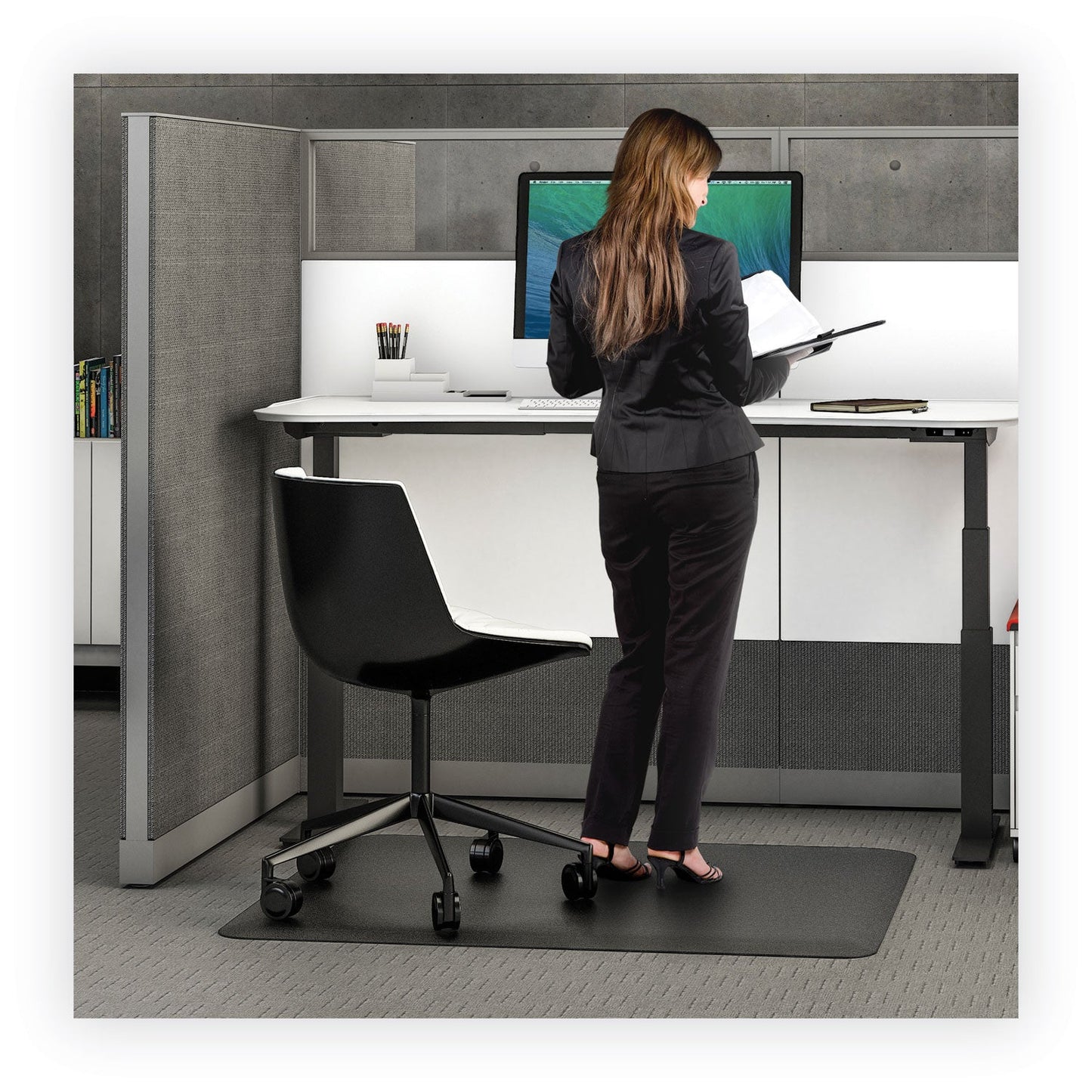 deflecto Ergonomic Sit Stand Mat, 60 x 46, Black