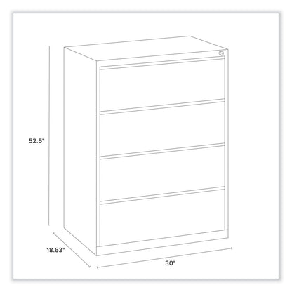 Alera Lateral File, 4 Legal/Letter-Size File Drawers, Black, 30" x 18.63" x 52.5"