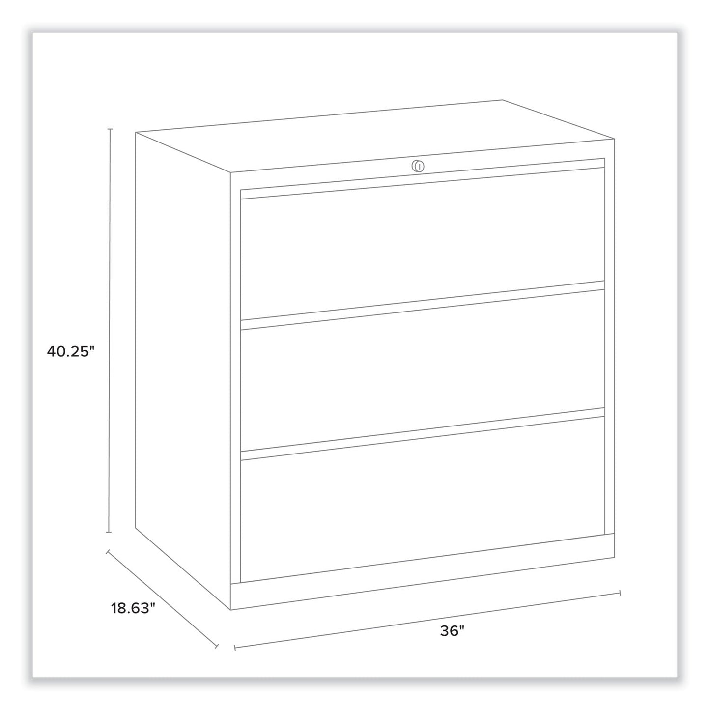 Alera Lateral File, 3 Legal/Letter/A4/A5-Size File Drawers, Black, 36" x 18.63" x 40.25"