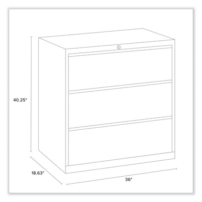 Alera Lateral File, 3 Legal/Letter/A4/A5-Size File Drawers, Charcoal, 36" x 18.63" x 40.25"
