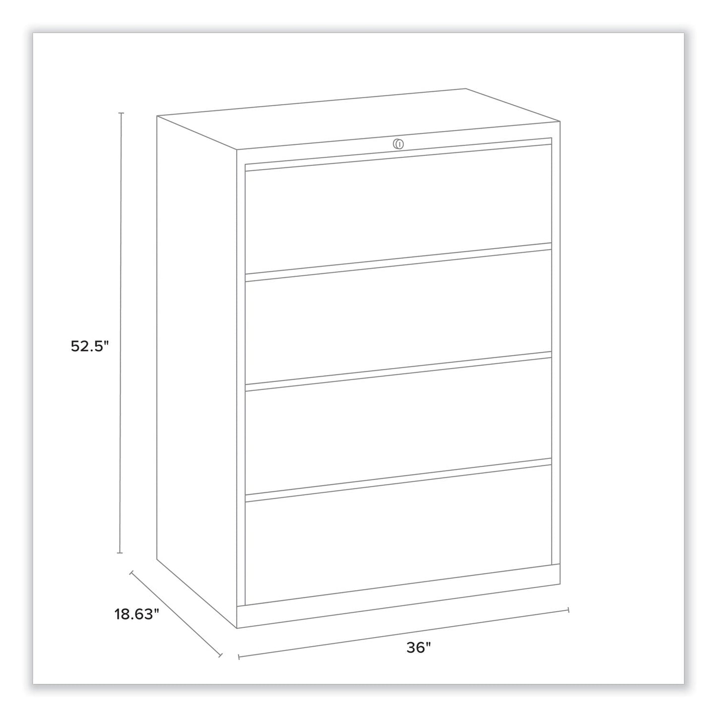 Alera Lateral File, 4 Legal/Letter/A4/A5-Size File Drawers, Charcoal, 36" x 18.63" x 52.5"