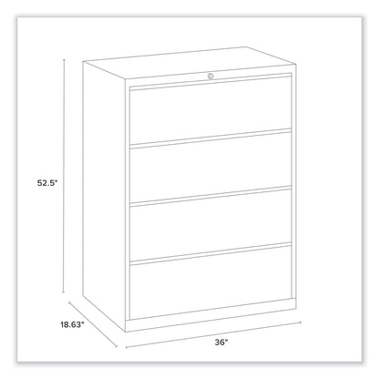 Alera Lateral File, 4 Legal/Letter/A4/A5-Size File Drawers, Charcoal, 36" x 18.63" x 52.5"
