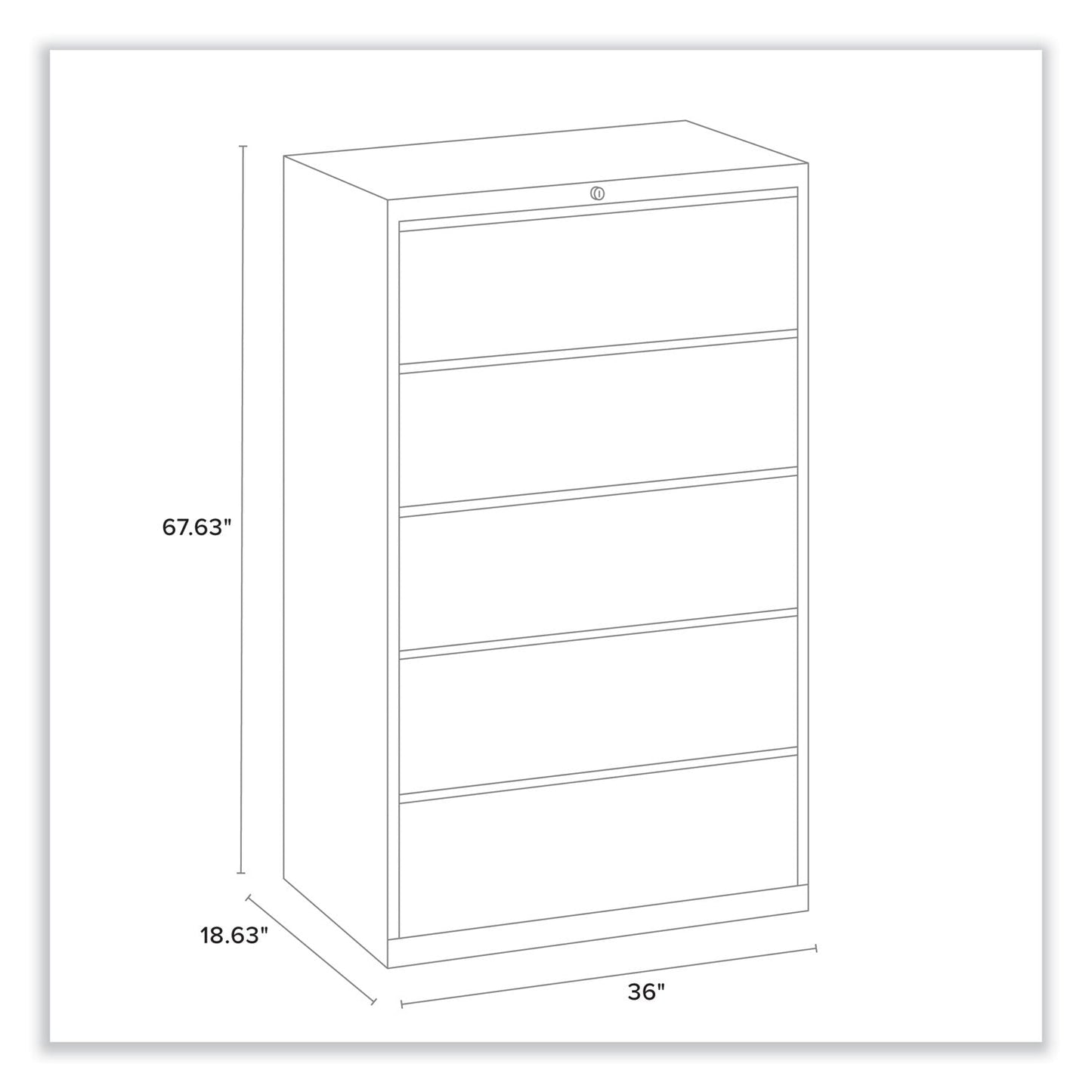 Alera Lateral File, 5 Legal/Letter/A4/A5-Size File Drawers, Charcoal, 36" x 18.63" x 67.63"