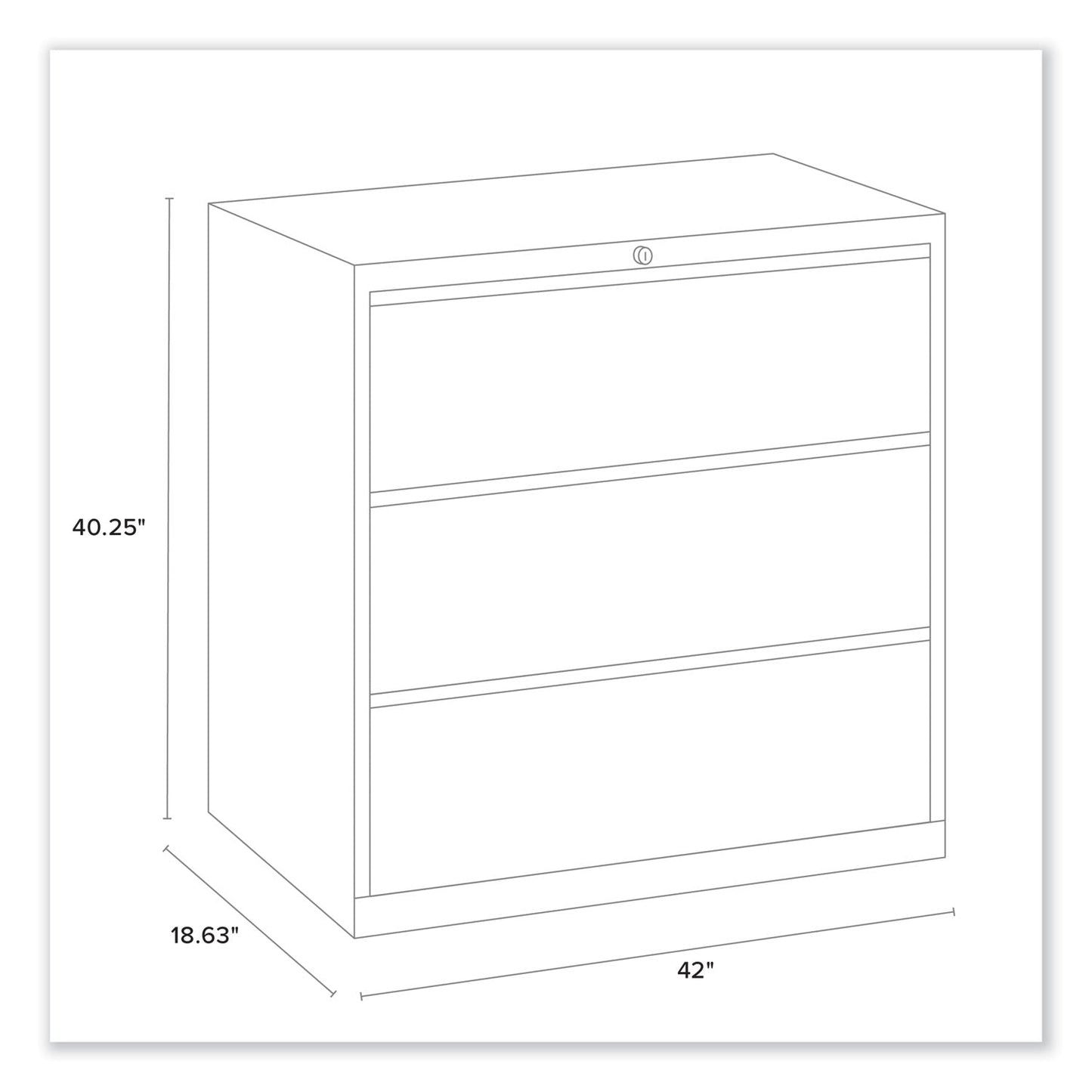 Alera Lateral File, 3 Legal/Letter/A4/A5-Size File Drawers, Charcoal, 42" x 18.63" x 40.25"