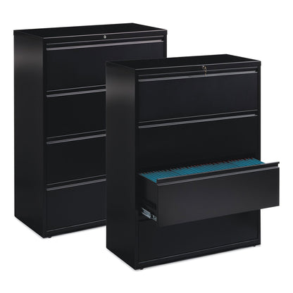 Alera Lateral File, 4 Legal/Letter-Size File Drawers, Black, 42" x 18.63" x 52.5"