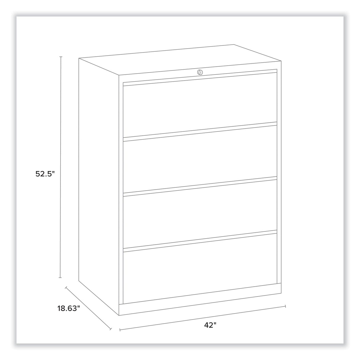 Alera Lateral File, 4 Legal/Letter-Size File Drawers, Black, 42" x 18.63" x 52.5"