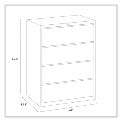 Alera Lateral File, 4 Legal/Letter-Size File Drawers, Black, 42" x 18.63" x 52.5"