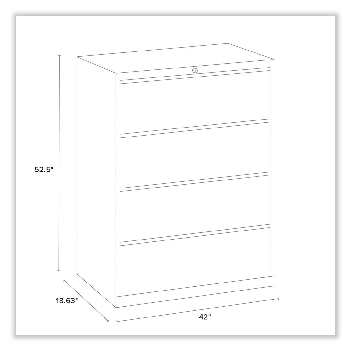 Alera Lateral File, 4 Legal/Letter-Size File Drawers, Putty, 42" x 18.63" x 52.5"