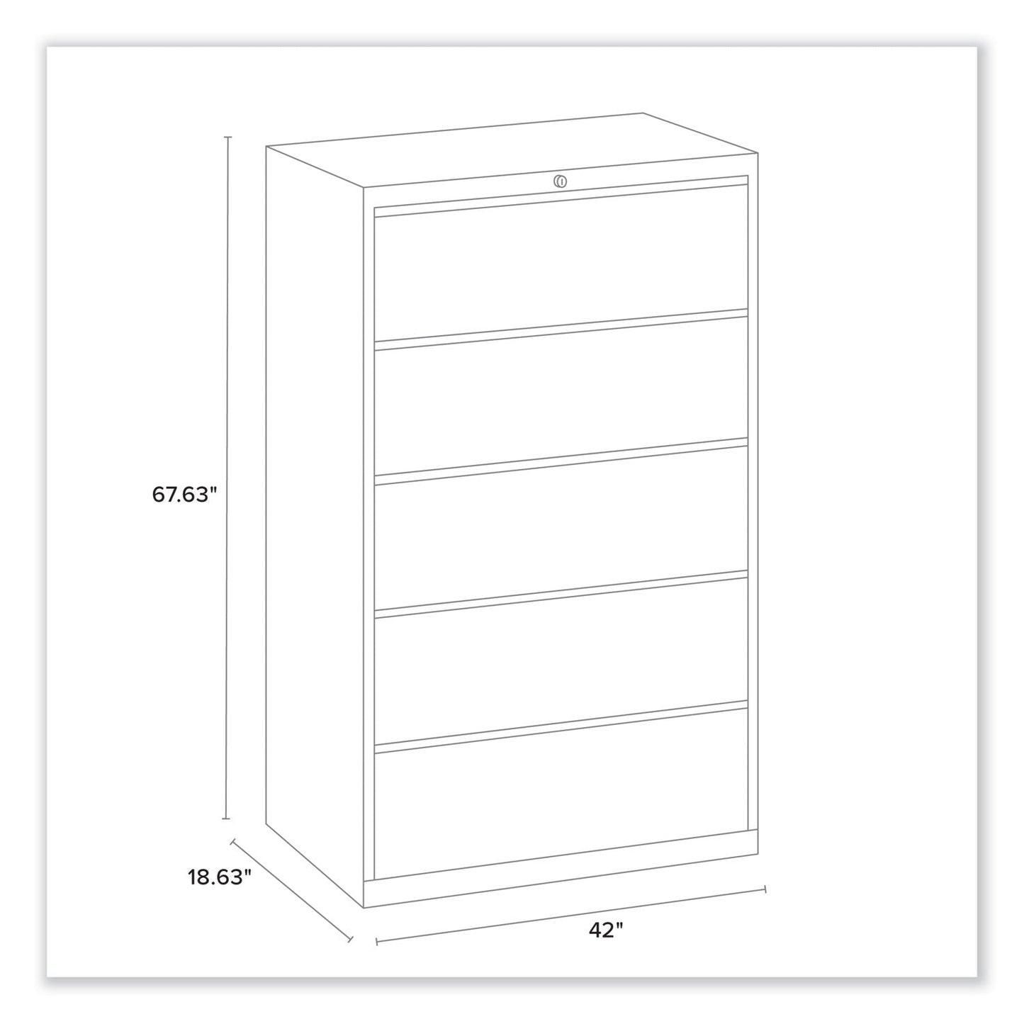 Alera Lateral File, 5 Legal/Letter/A4/A5-Size File Drawers, 1 Roll-Out Posting Shelf, Light Gray, 42" x 18.63" x 67.63"