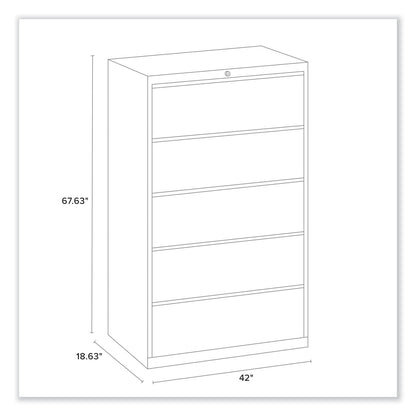 Alera Lateral File, 5 Legal/Letter/A4/A5-Size File Drawers, 1 Roll-Out Posting Shelf, Light Gray, 42" x 18.63" x 67.63"